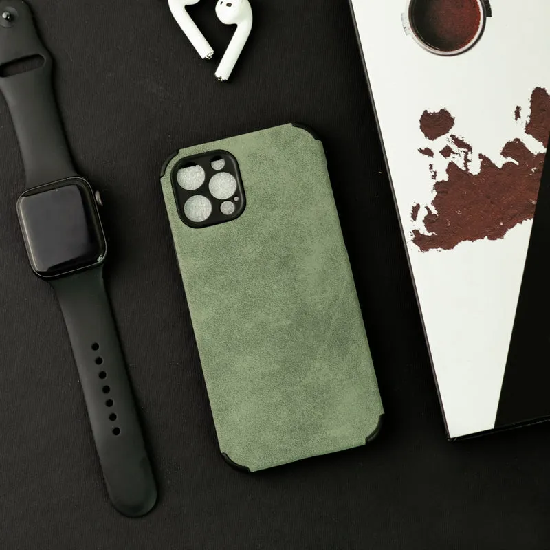 Hunter Green Suede Finish Luxury iPhone Case