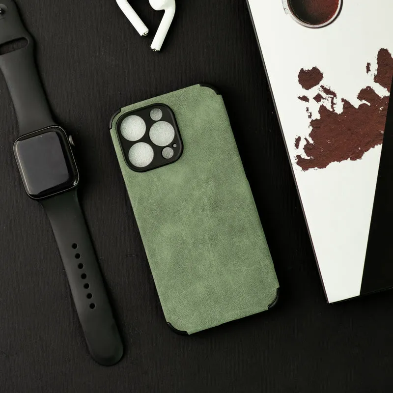 Hunter Green Suede Finish Luxury iPhone Case