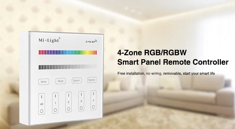 LED RGBW Mi-Light 4-Zone Wall Mount Panel Remote