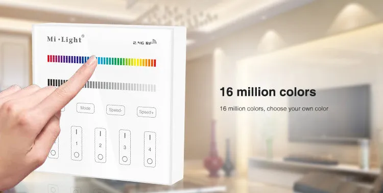 LED RGBW Mi-Light 4-Zone Wall Mount Panel Remote