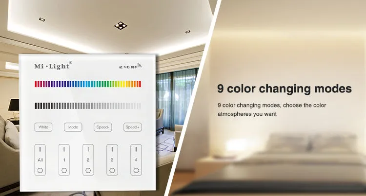 LED RGBW Mi-Light 4-Zone Wall Mount Panel Remote