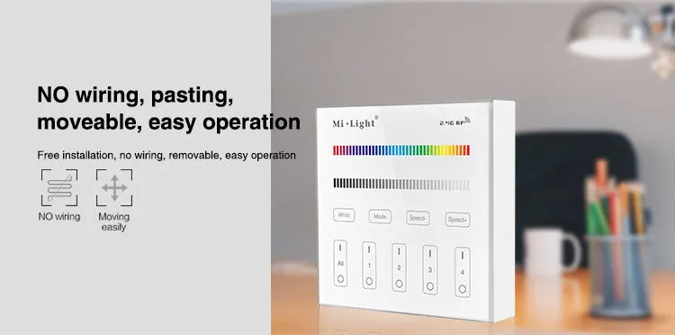 LED RGBW Mi-Light 4-Zone Wall Mount Panel Remote