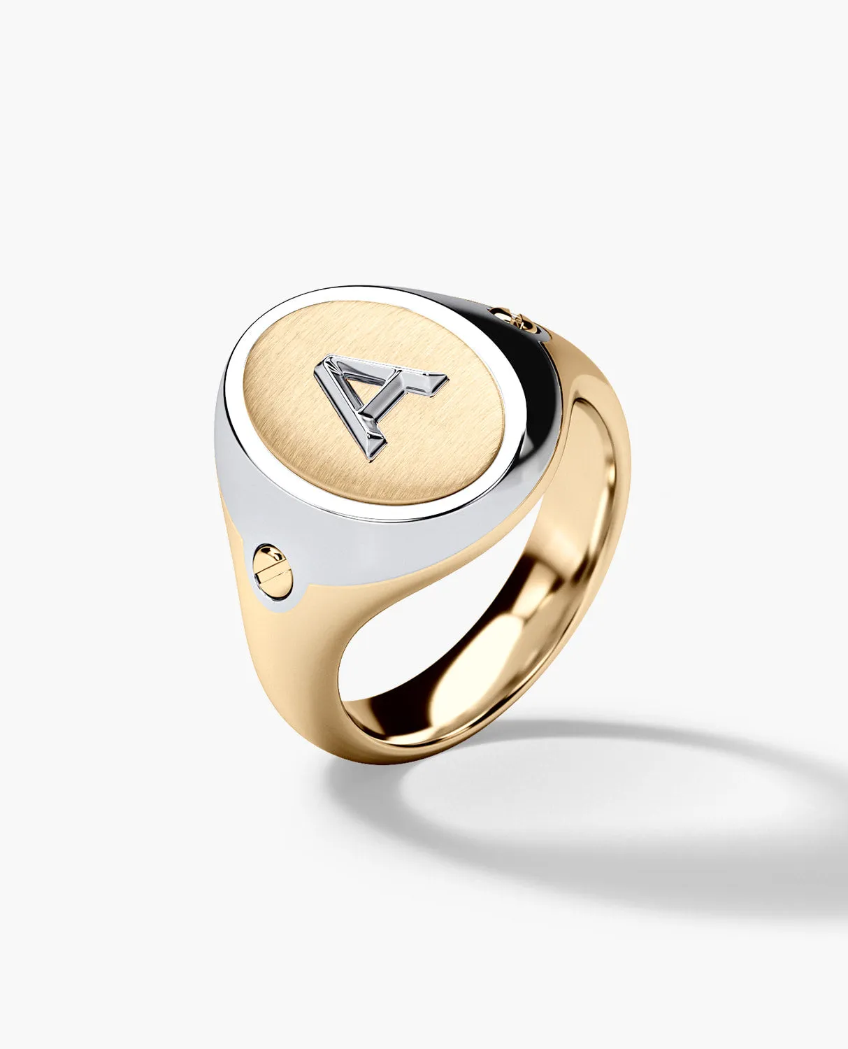 LODESTAR Two-Tone Gold Initial Signet Ring