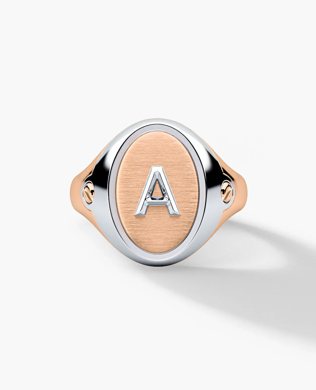 LODESTAR Two-Tone Gold Initial Signet Ring
