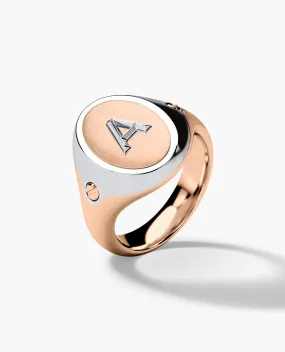 LODESTAR Two-Tone Gold Initial Signet Ring