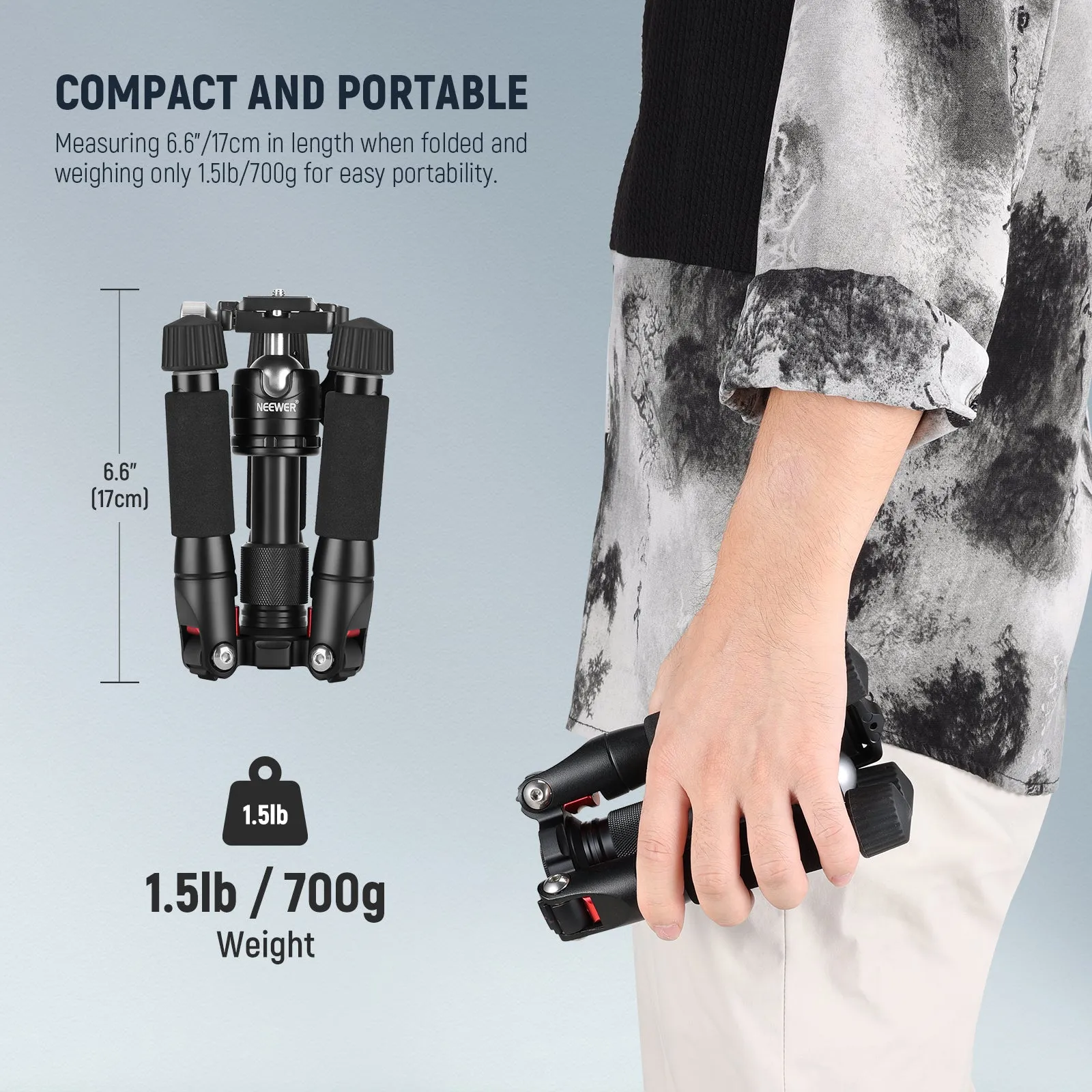 NEEWER M521 20" Aluminum Alloy Mini Tripod