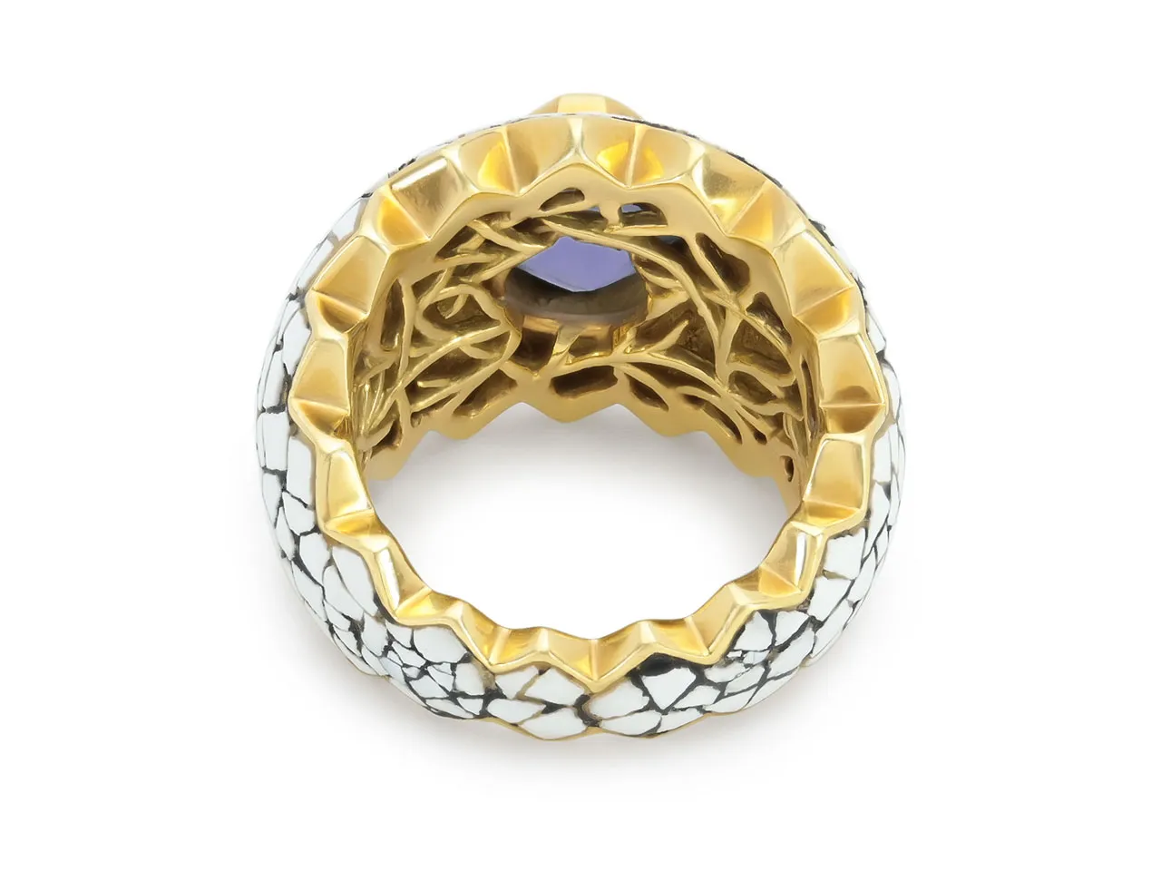 Nicholas Varney 'Croquille D'oeuf' Spinel and Enamel Ring in 18K Gold