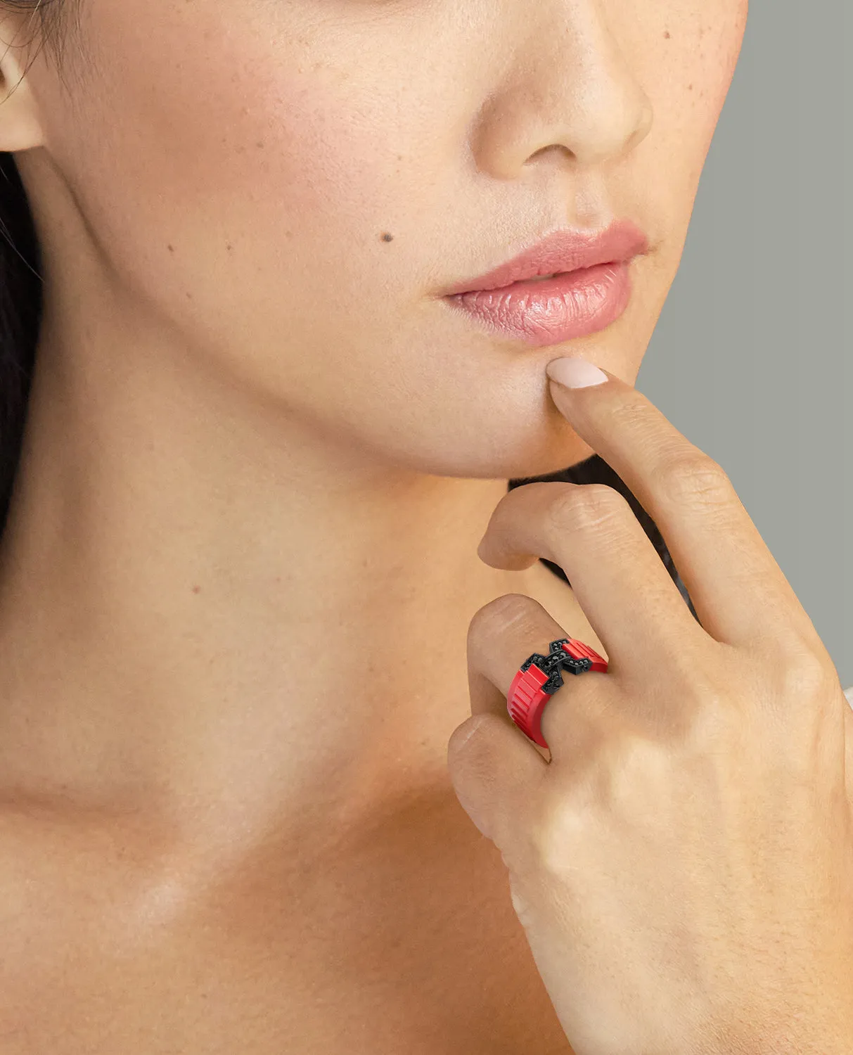 NORTHSTAR Atomic Silicone & EverBlak Black Gold Ring with 0.25ct Black Diamonds