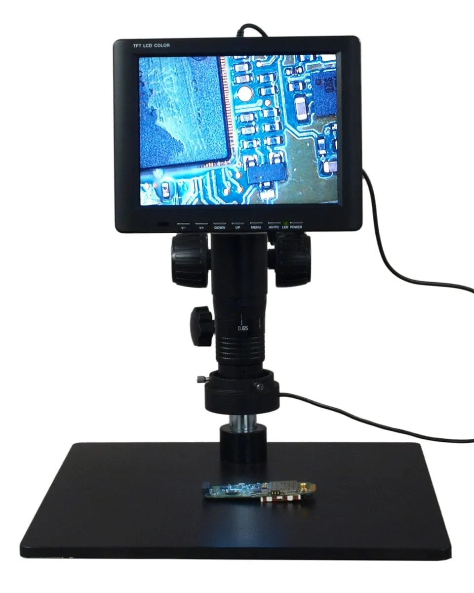 OMAX Video Inspection Zoom Digital Microscope 11X-102X Magnification with 8" LCD Monitor and 96-LED Ring Light