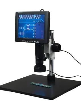 OMAX Video Inspection Zoom Digital Microscope 11X-102X Magnification with 8" LCD Monitor and 96-LED Ring Light