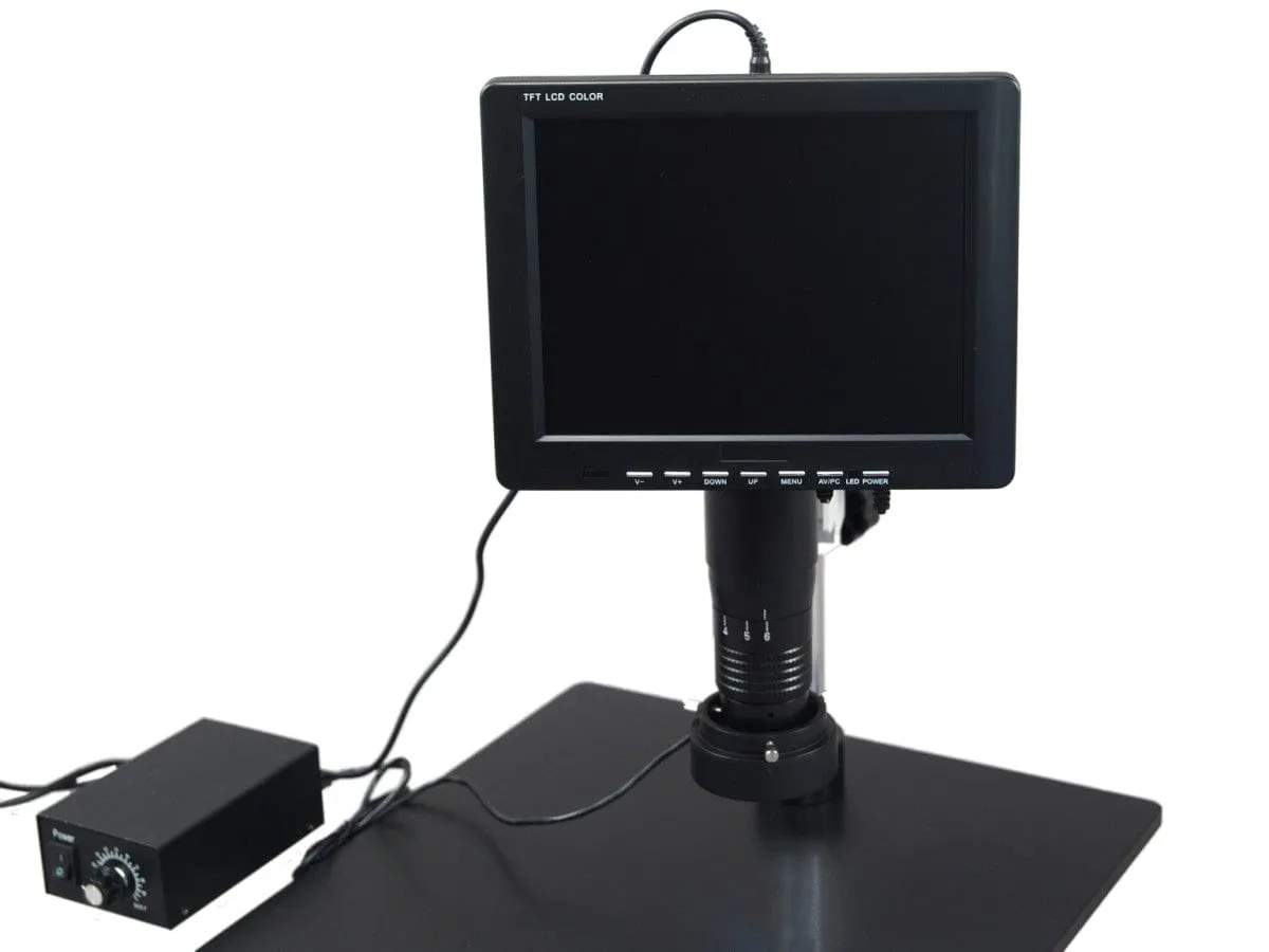 OMAX Video Inspection Zoom Digital Microscope 11X-102X Magnification with 8" LCD Monitor and 96-LED Ring Light