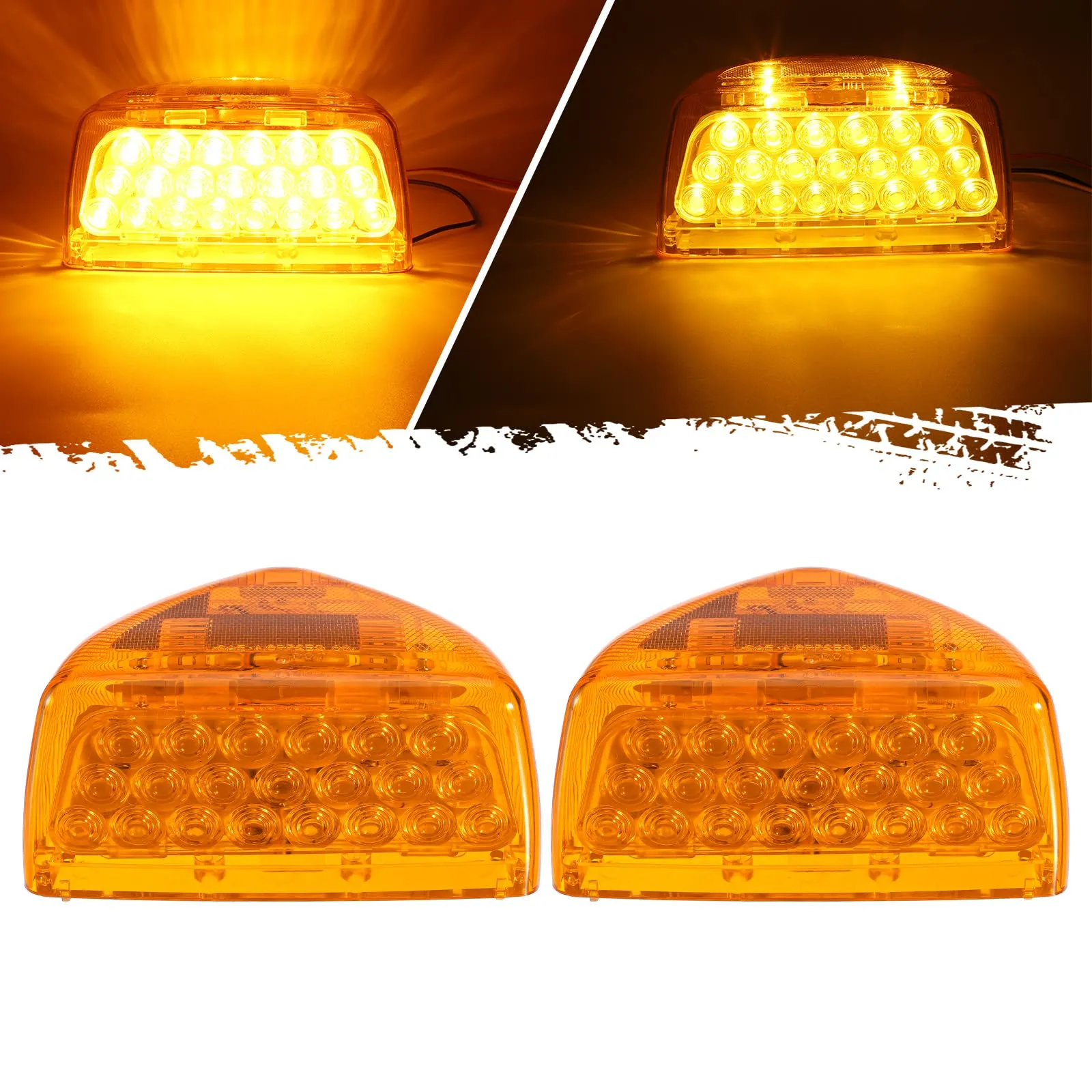 Partsam Triangle Amber LED Turn Signal Lights for Peterbilt Trucks