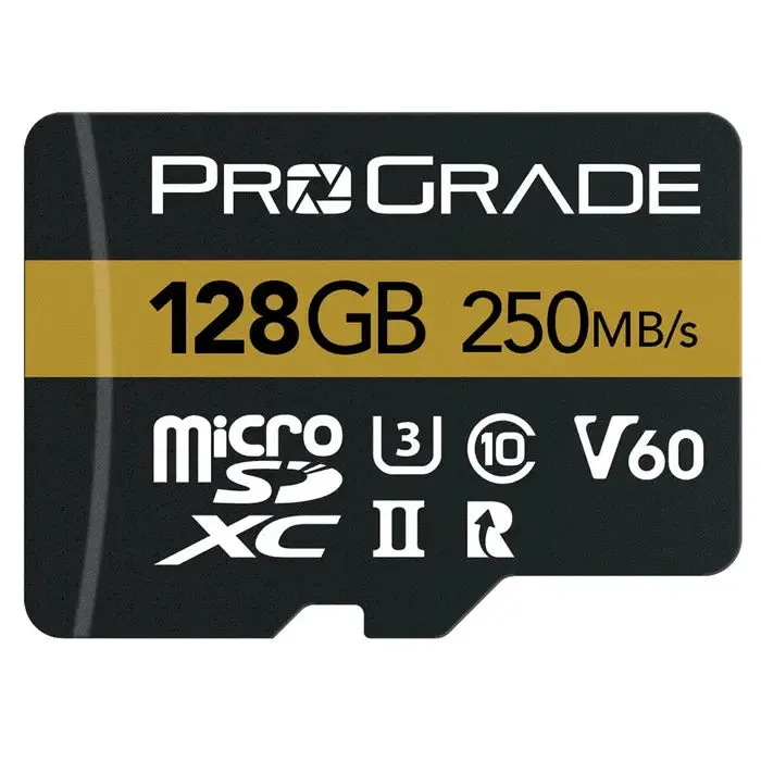 ProGrade Digital 128GB microSDXC UHS-II 250MB/s Gold Memory Card with Adapter - V60