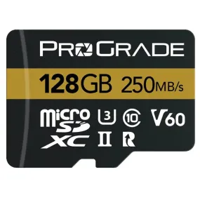 ProGrade Digital 128GB microSDXC UHS-II 250MB/s Gold Memory Card with Adapter - V60