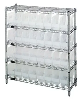 Quantum WR5-39-1236-201CL Wire Shelving System with 5 Shelves, 12" x 36" x 39"