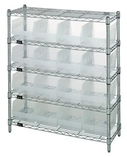 Quantum WR5-39-1236-207CL Wire Shelving System with 5 Shelves, 12" x 36" x 39"