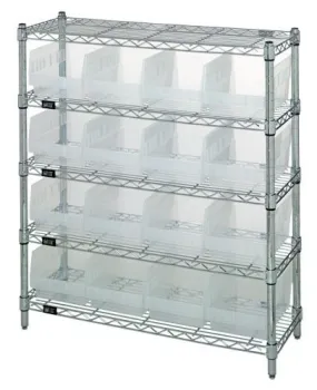 Quantum WR5-39-1236-207CL Wire Shelving System with 5 Shelves, 12" x 36" x 39"