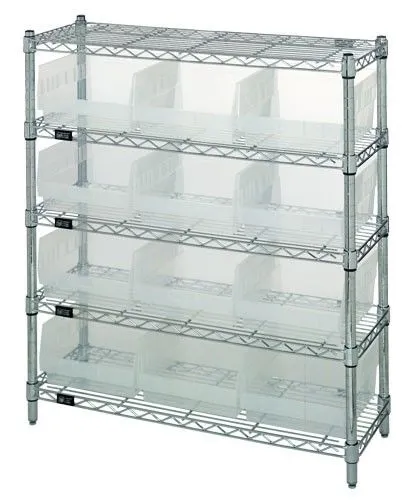 Quantum WR5-39-1236-209CL Wire Shelving System with 5 Shelves, 12" x 36" x 39"