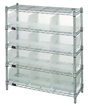 Quantum WR5-39-1236-209CL Wire Shelving System with 5 Shelves, 12" x 36" x 39"