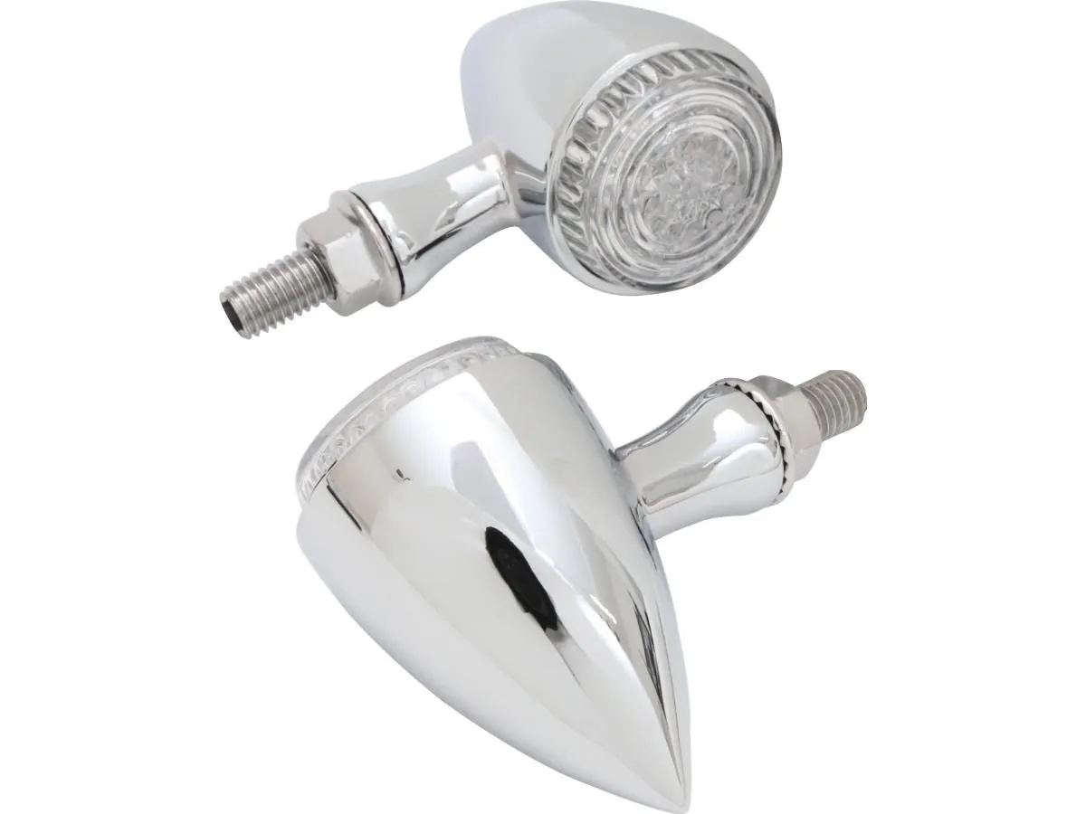 Round Bullet LED Combination Rear Tail Light   Indicators (Pair) - Chrome - Motorcycle Storehouse 913886
