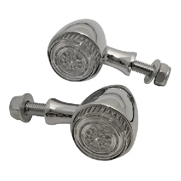 Round Bullet LED Combination Rear Tail Light   Indicators (Pair) - Chrome - Motorcycle Storehouse 913886