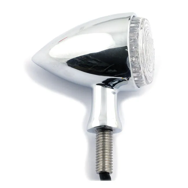Round Bullet LED Combination Rear Tail Light   Indicators (Pair) - Chrome - Motorcycle Storehouse 913886