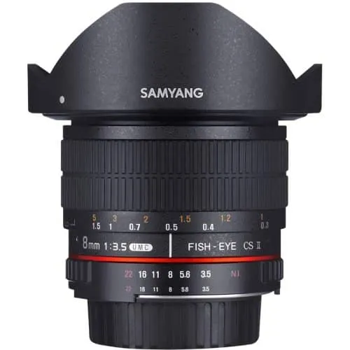 Samyang 8mm F3.5 Fisheye UMC II APS-C Nikon AE Camera Lens