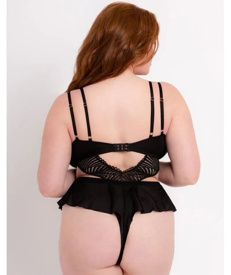 Scantilly After Hours Stretch Lace Teddy - Black