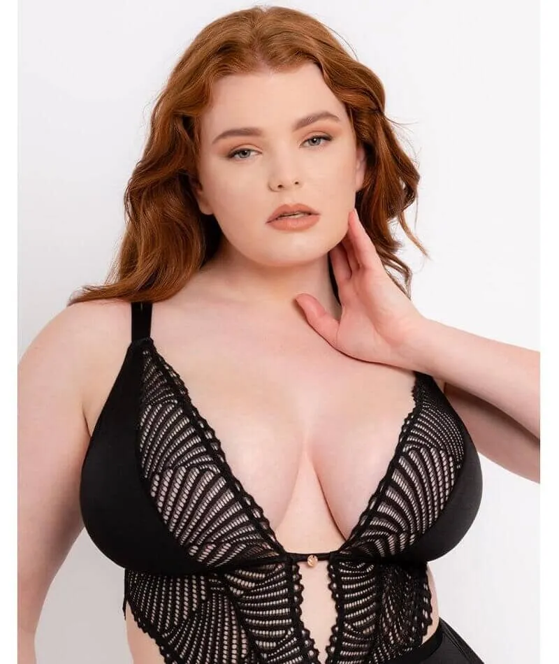 Scantilly After Hours Stretch Lace Teddy - Black