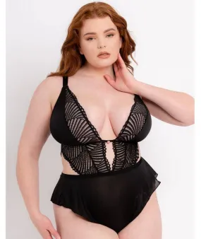 Scantilly After Hours Stretch Lace Teddy - Black