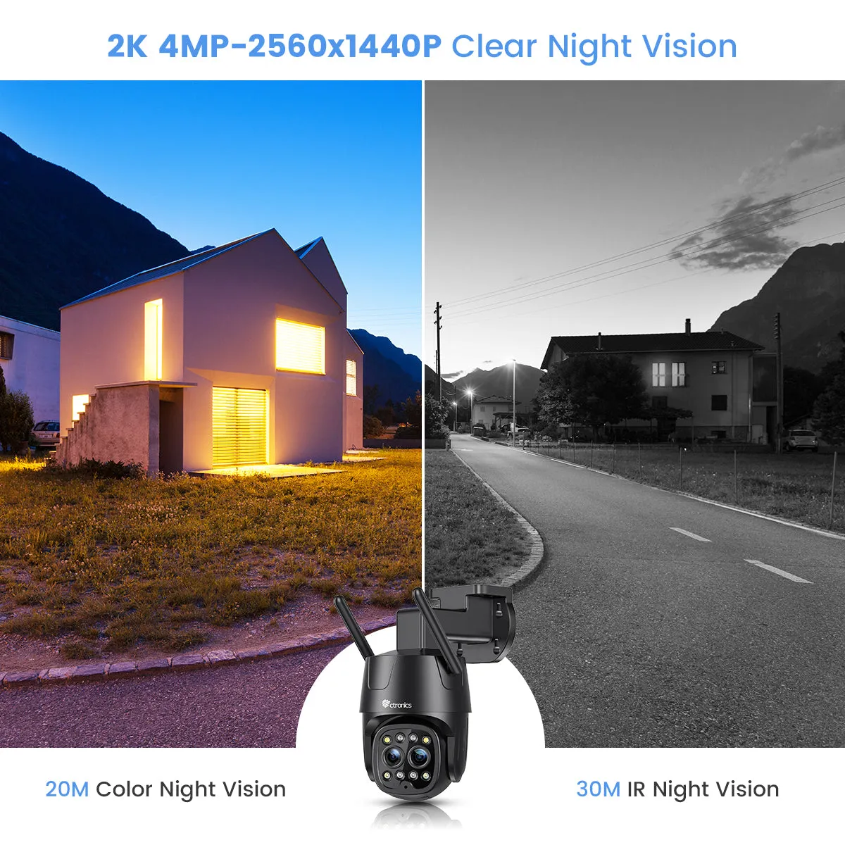 Smart 2K 4MP Indoor/Outdoor Camera Dual Lens and 6X Hybrid Zoom & 5G/2.4GHz wifi