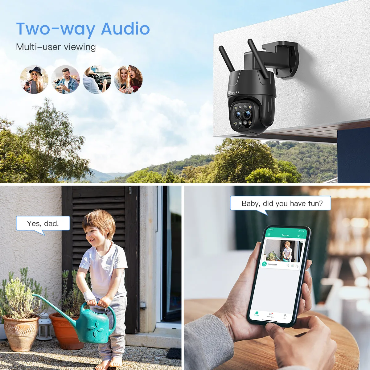 Smart 2K 4MP Indoor/Outdoor Camera Dual Lens and 6X Hybrid Zoom & 5G/2.4GHz wifi