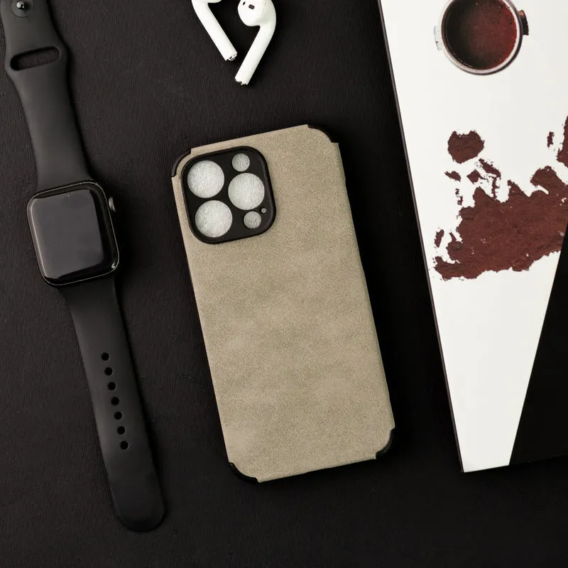 Smoke Grey Suede Finish Luxury iPhone Case