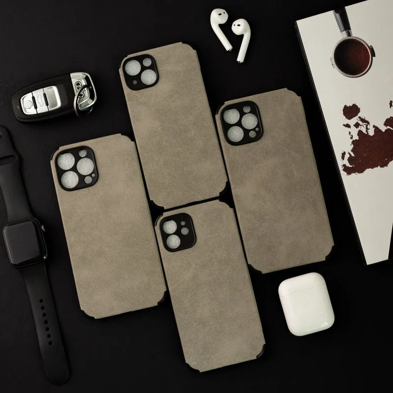 Smoke Grey Suede Finish Luxury iPhone Case