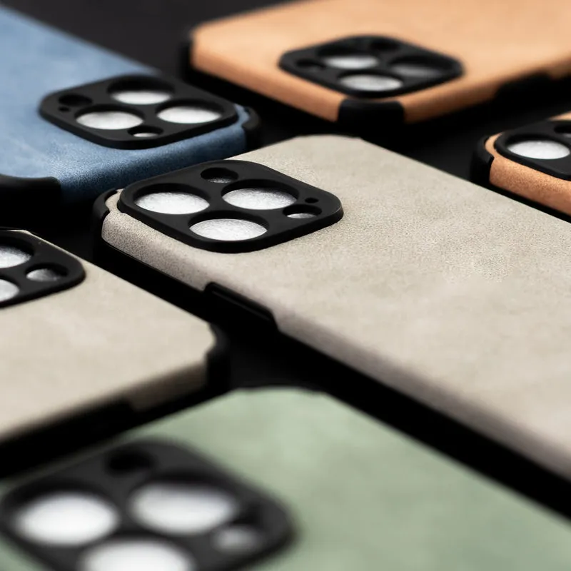 Smoke Grey Suede Finish Luxury iPhone Case