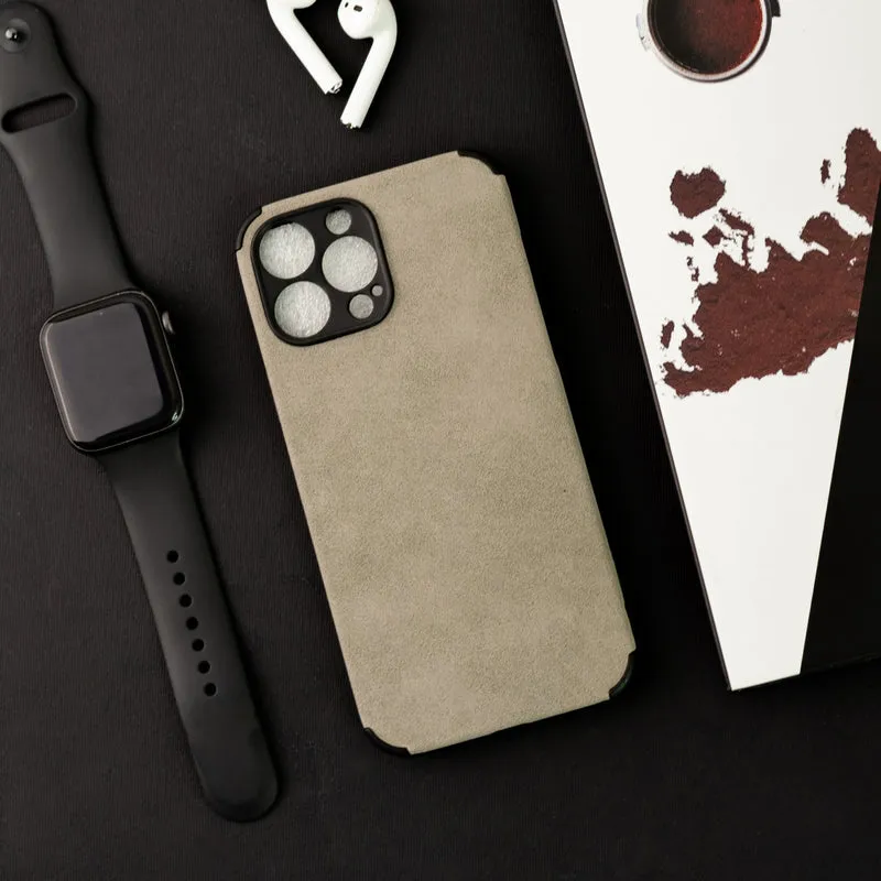 Smoke Grey Suede Finish Luxury iPhone Case