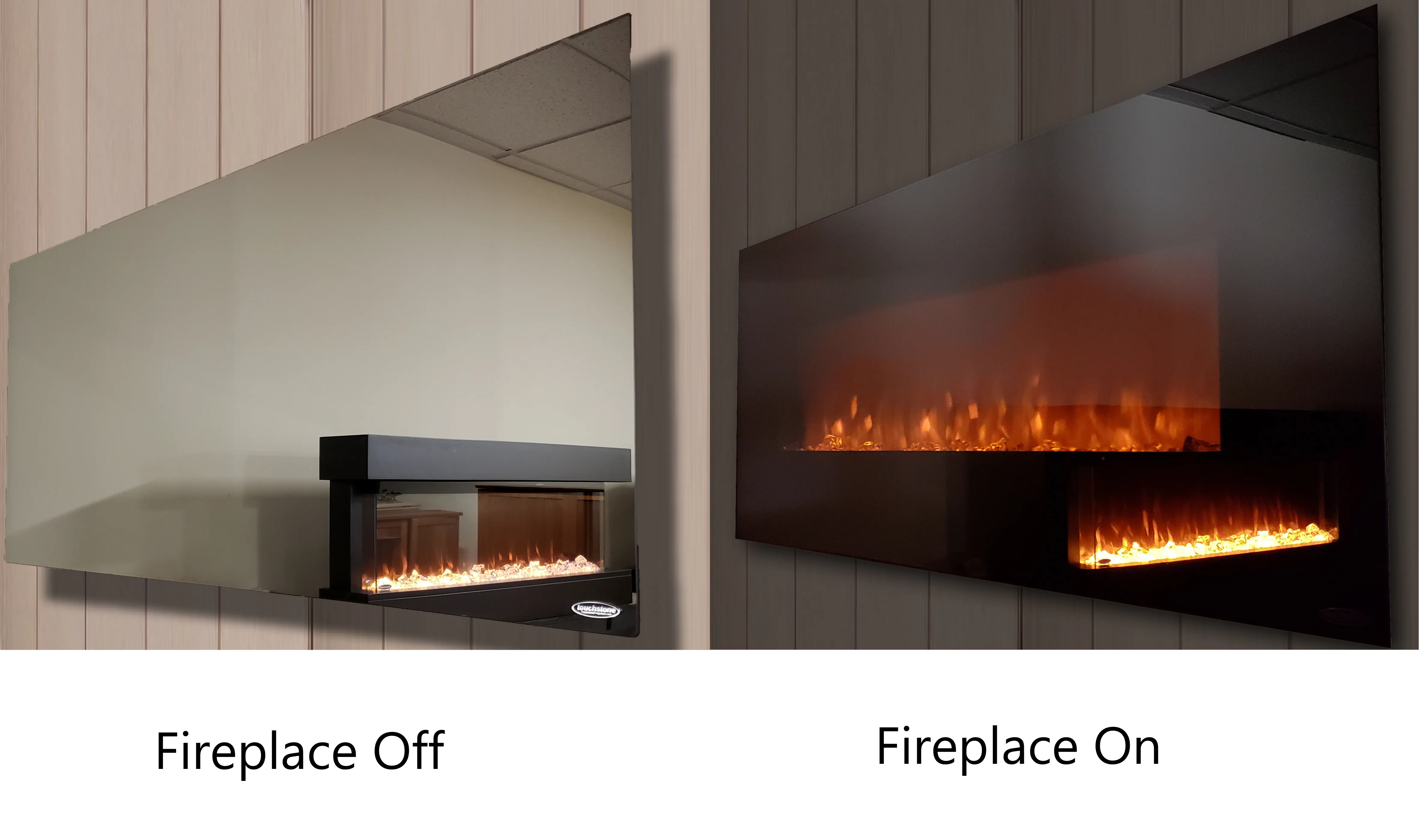 The Onyx Mirror Glass 80008 50 Inch Wall Mounted Electric Fireplace