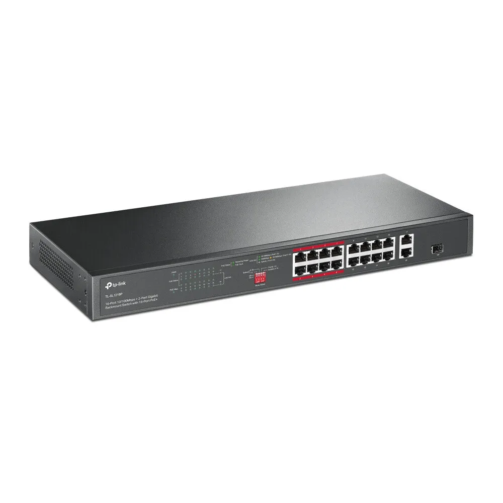 TP-Link 16-Port 10/100 Mbps   2-Port Gigabit Rackmount PoE Switch with 16-Port PoE 
