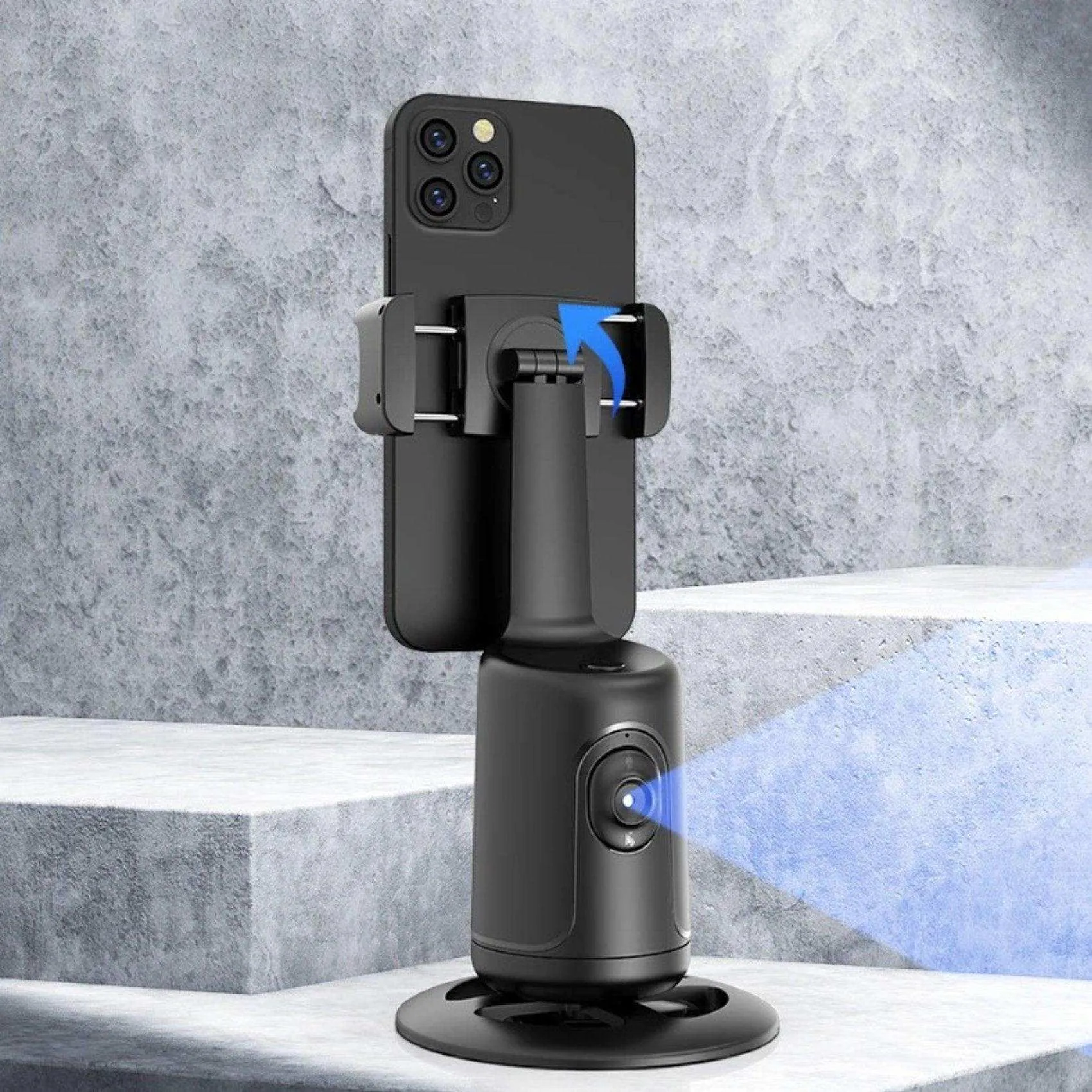 TUTT P1 Selfie Phone Holder Mount | Smart 360° Auto Face Tracking Gimbal Desktop Stabilizer Tripod | Adjustable Lens | No App, Gesture Control | Stable Base Smartphone Live Chat