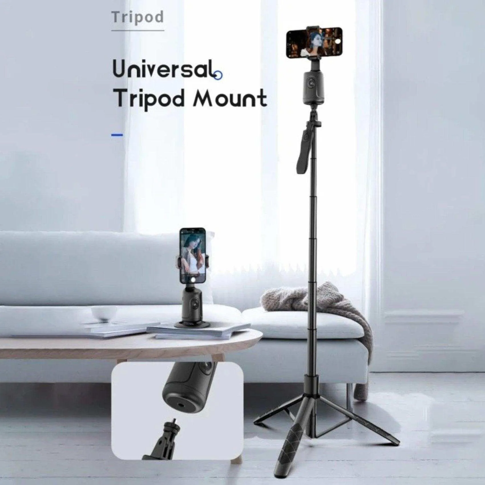 TUTT P1 Selfie Phone Holder Mount | Smart 360° Auto Face Tracking Gimbal Desktop Stabilizer Tripod | Adjustable Lens | No App, Gesture Control | Stable Base Smartphone Live Chat