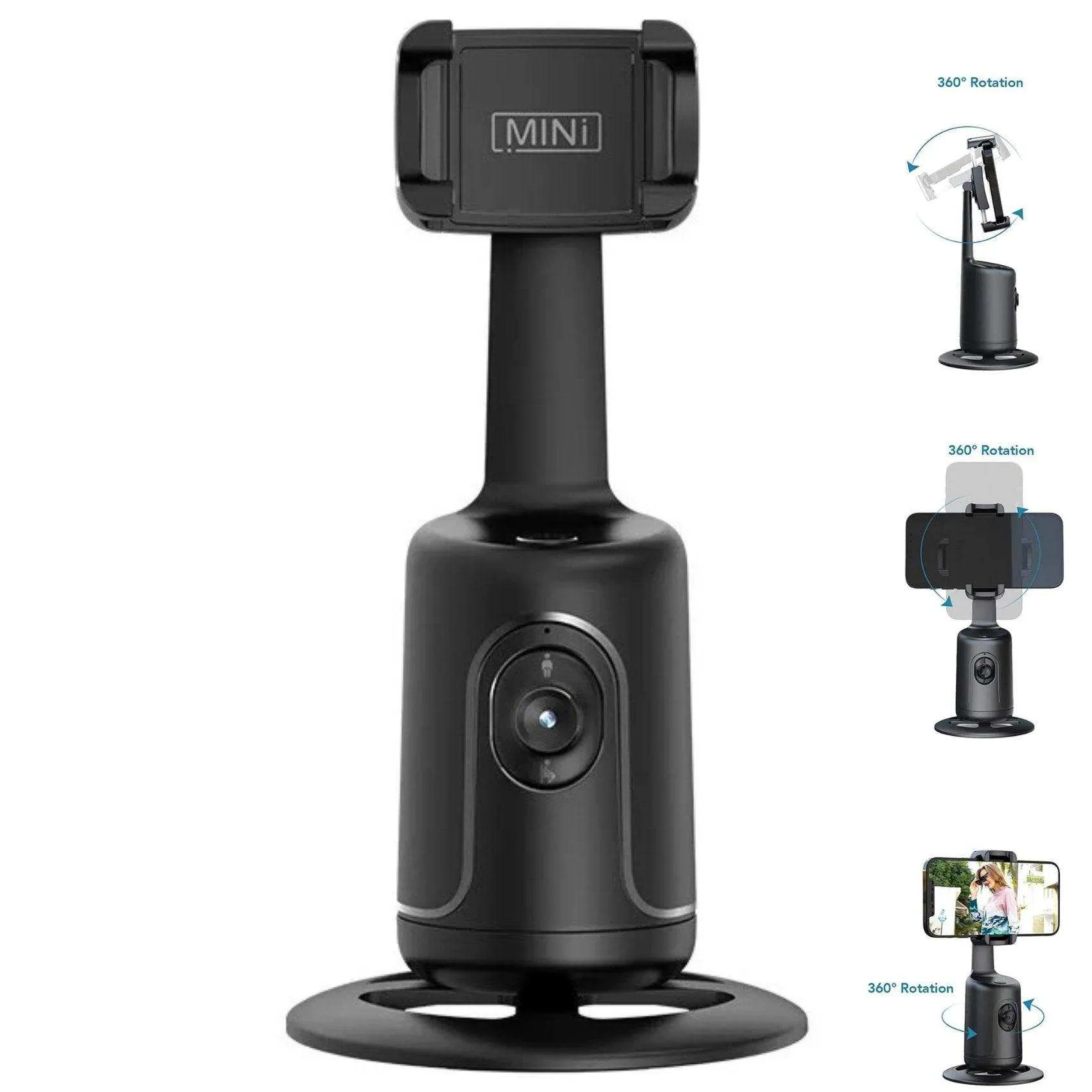 TUTT P1 Selfie Phone Holder Mount | Smart 360° Auto Face Tracking Gimbal Desktop Stabilizer Tripod | Adjustable Lens | No App, Gesture Control | Stable Base Smartphone Live Chat