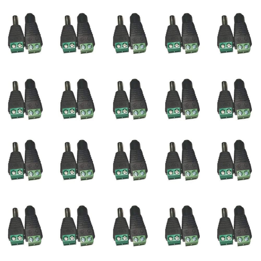 US 20-40 Pairs Female Male 12V DC Power Connector 5.5x 2.1mm Socket Jack Plug