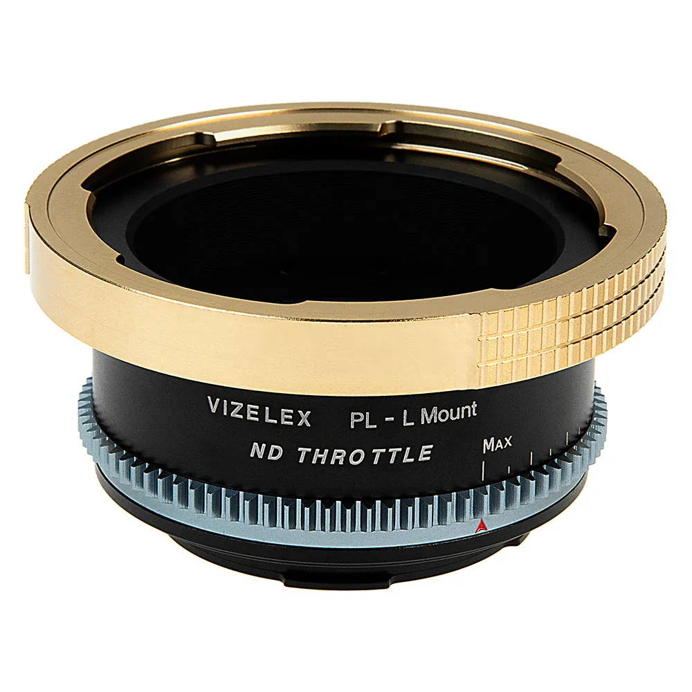 Vizelex ND Throttle Cine Lens Mount Adapter - Compatible with Arri PL (Positive Lock) Mount Lenses to Leica L-Mount Alliance Mirrorless Cameras with Built-In Variable ND Filter (2 to 8 Stops)