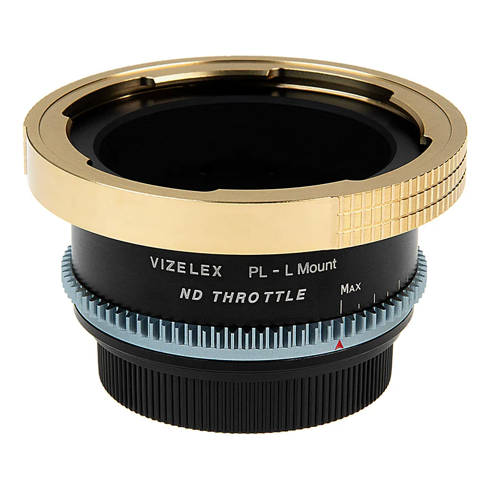 Vizelex ND Throttle Cine Lens Mount Adapter - Compatible with Arri PL (Positive Lock) Mount Lenses to Leica L-Mount Alliance Mirrorless Cameras with Built-In Variable ND Filter (2 to 8 Stops)