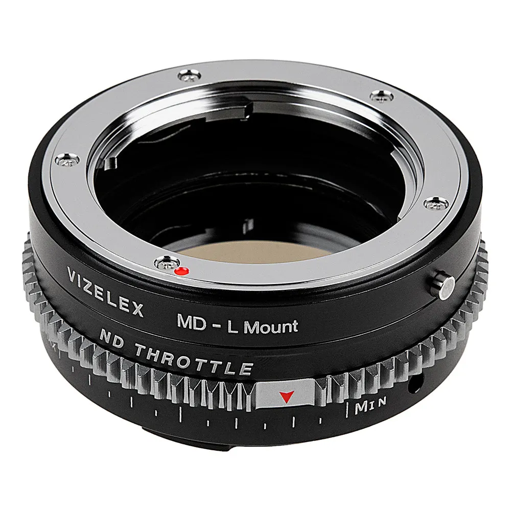 Vizelex ND Throttle Cine Lens Mount Adapter - Compatible with Minolta Rokkor (SR / MD / MC) SLR Lens to Leica L-Mount Alliance Mirrorless Camera Body with Built-In Variable ND Filter (2 to 8 Stops)