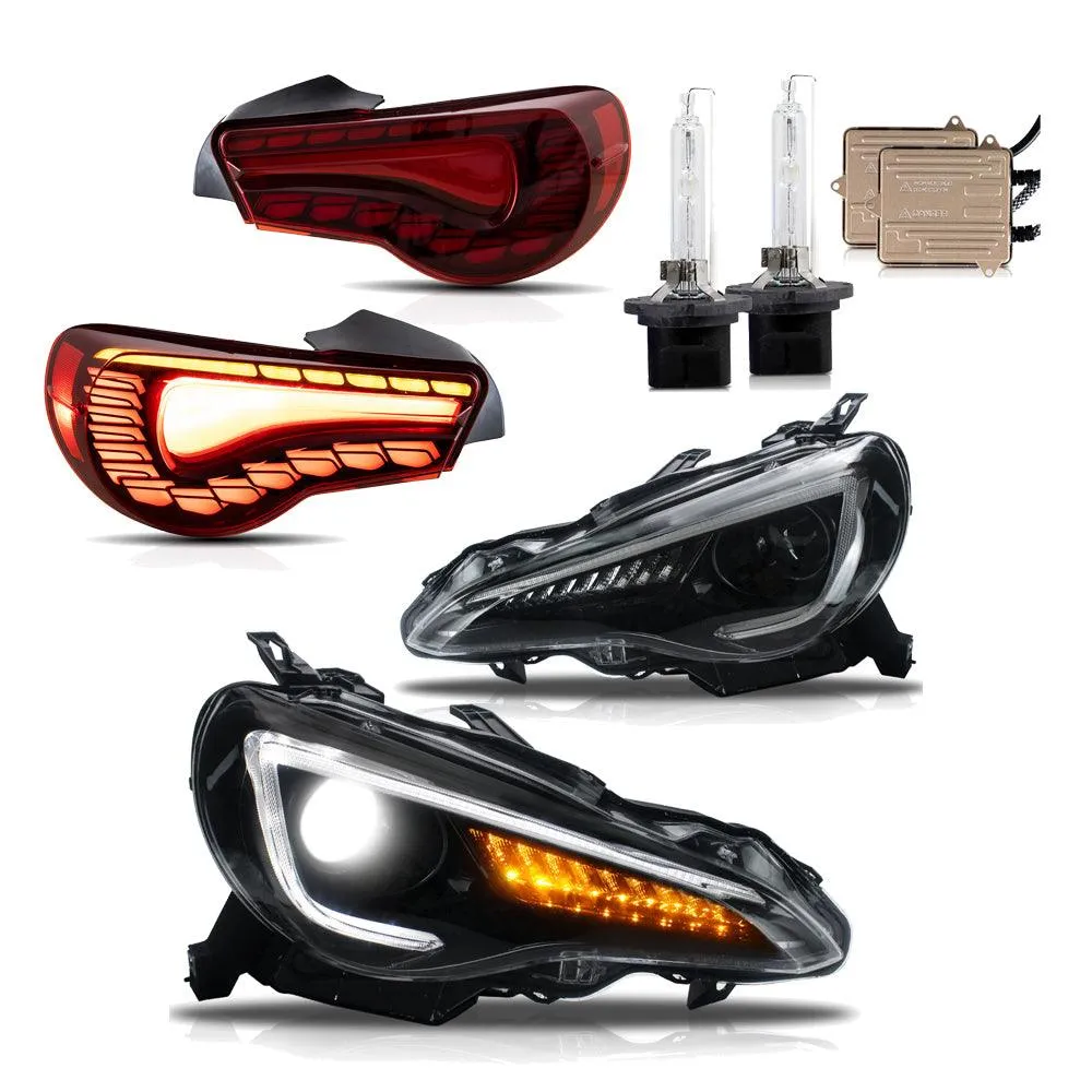 VLAND Headlights With D2H Bulbs Tail Lights Combo For Toyota 86 GT86 Subaru BRZ Scion FRS 2012-2020