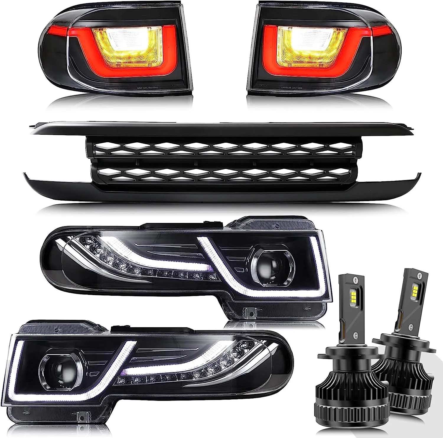 VLAND LED Headlights With Grille and Taillights with Bulbs For Toyota Fj Cruiser 2007-2023