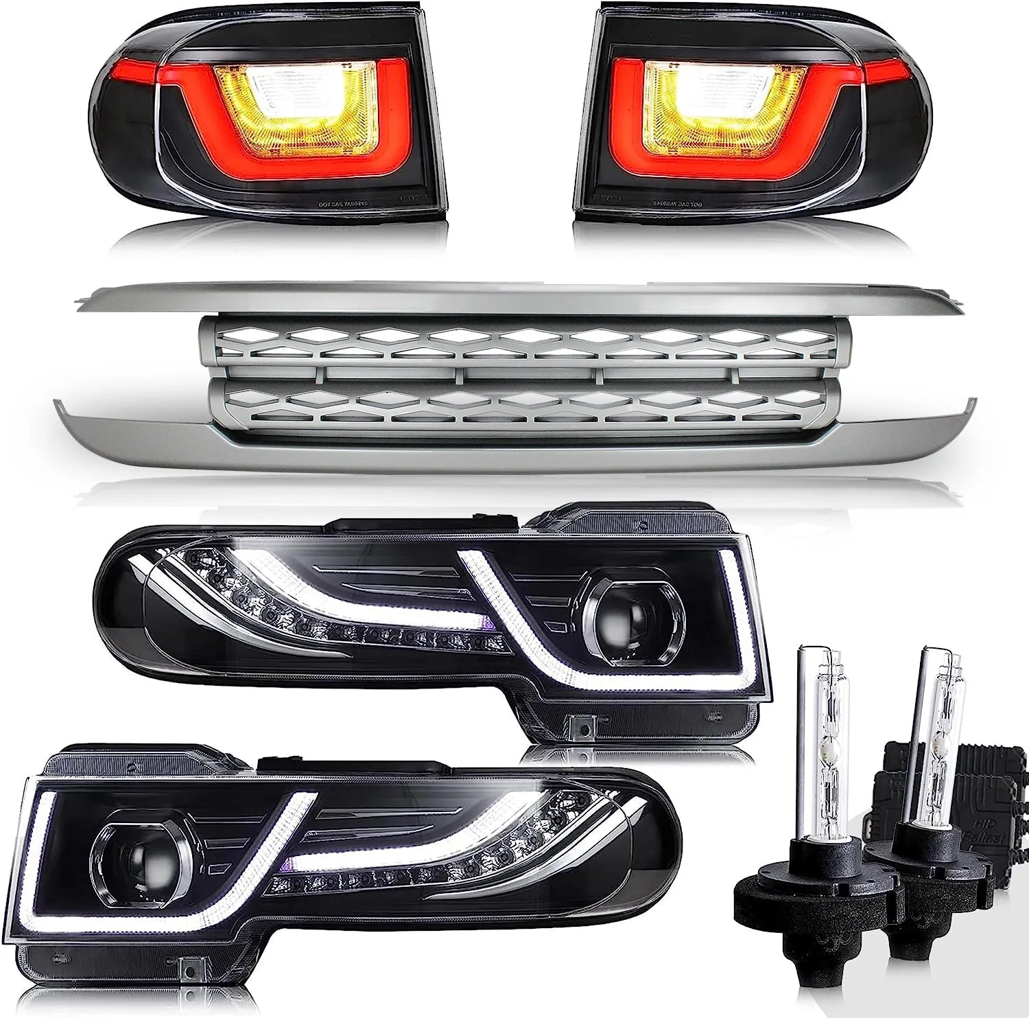 VLAND LED Headlights With Grille and Taillights with Bulbs For Toyota Fj Cruiser 2007-2023