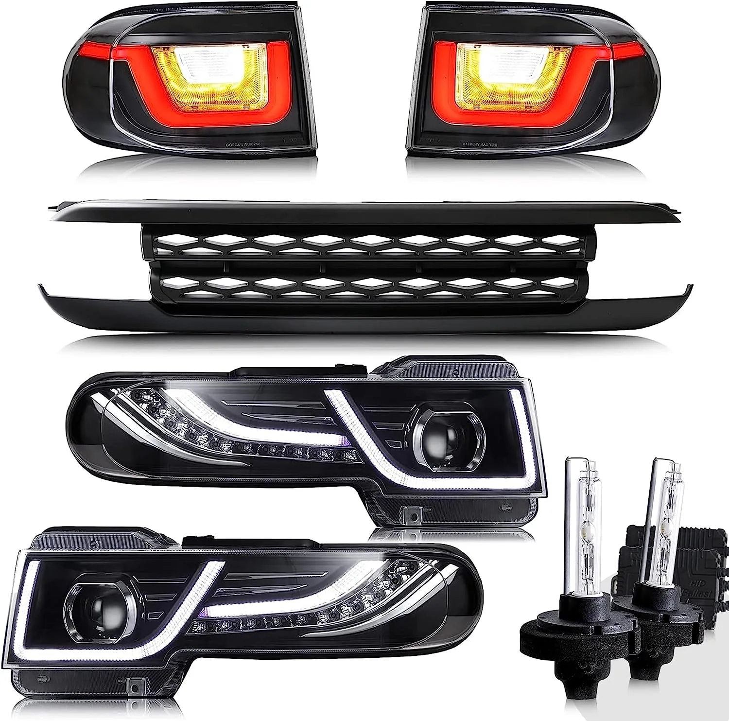 VLAND LED Headlights With Grille and Taillights with Bulbs For Toyota Fj Cruiser 2007-2023