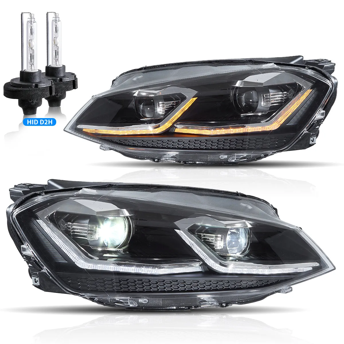 VLAND LED Projector Headlights For Volkswagen Golf MK7.5 2017-2020 (Europe is 2017-2020)